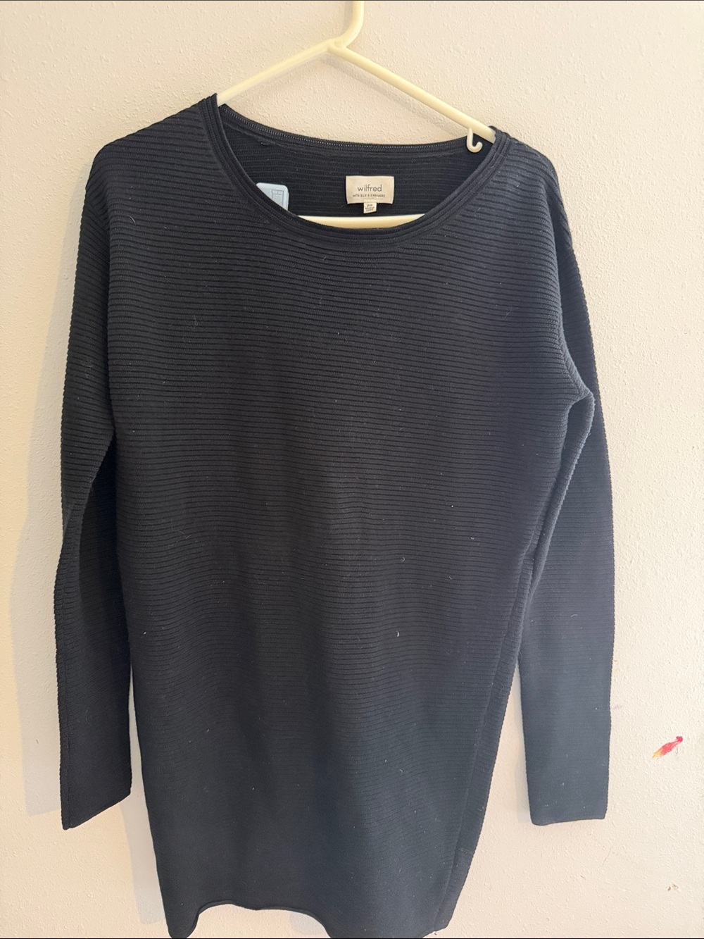 Wilfred Black Ribbed Long-Sleeve Scoop-Neck Dress